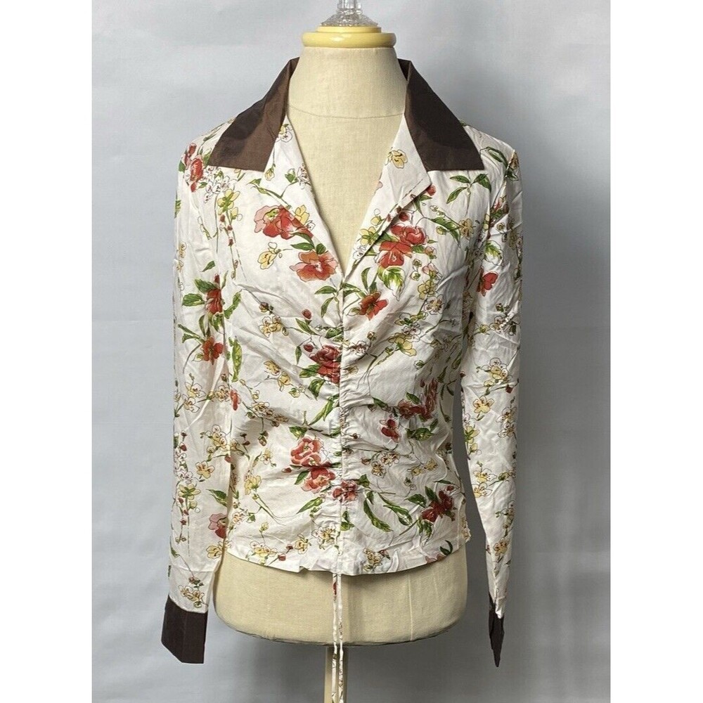 LSL Women Elegant Blouse 80% Silk Long Sleeves Zip On The Size Size 6 NWOT
